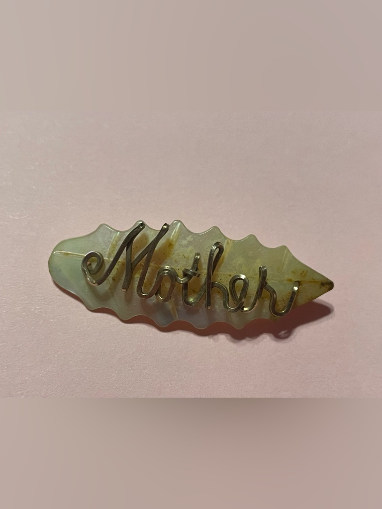 Vintage Gold Filled Mother  Mother Of Pearl Pin